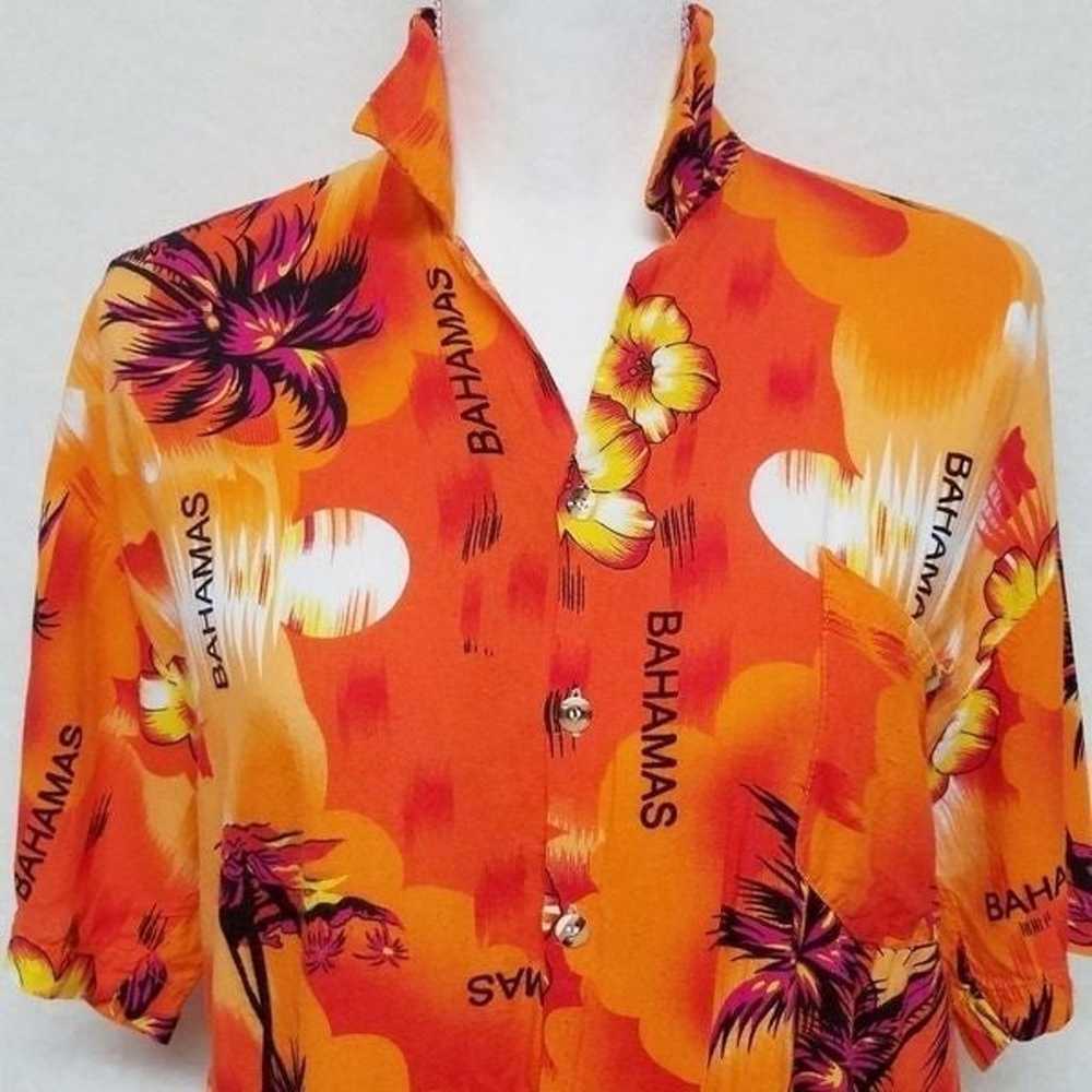 Vintage 70s Orange Sunset Bahamas Hawaiian Shirt - image 3