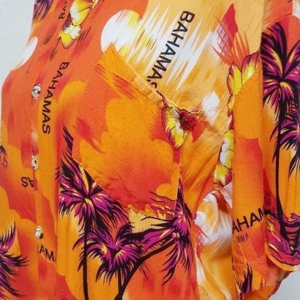 Vintage 70s Orange Sunset Bahamas Hawaiian Shirt - image 5