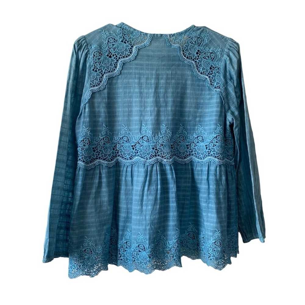 Ulla Johnson Blue Floral Crochet Tassel Lace Up F… - image 2