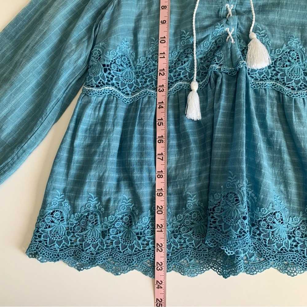 Ulla Johnson Blue Floral Crochet Tassel Lace Up F… - image 6
