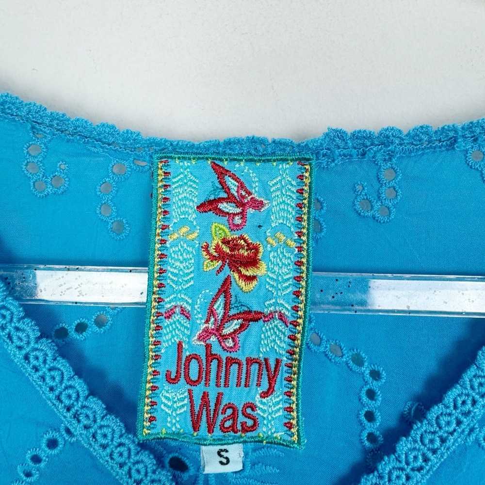 JOHNNY WAS | Bright Turquoise Blue Lasercut Embro… - image 6