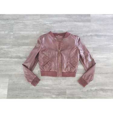 Burgundy Faux Leather CR Cropped Jacket