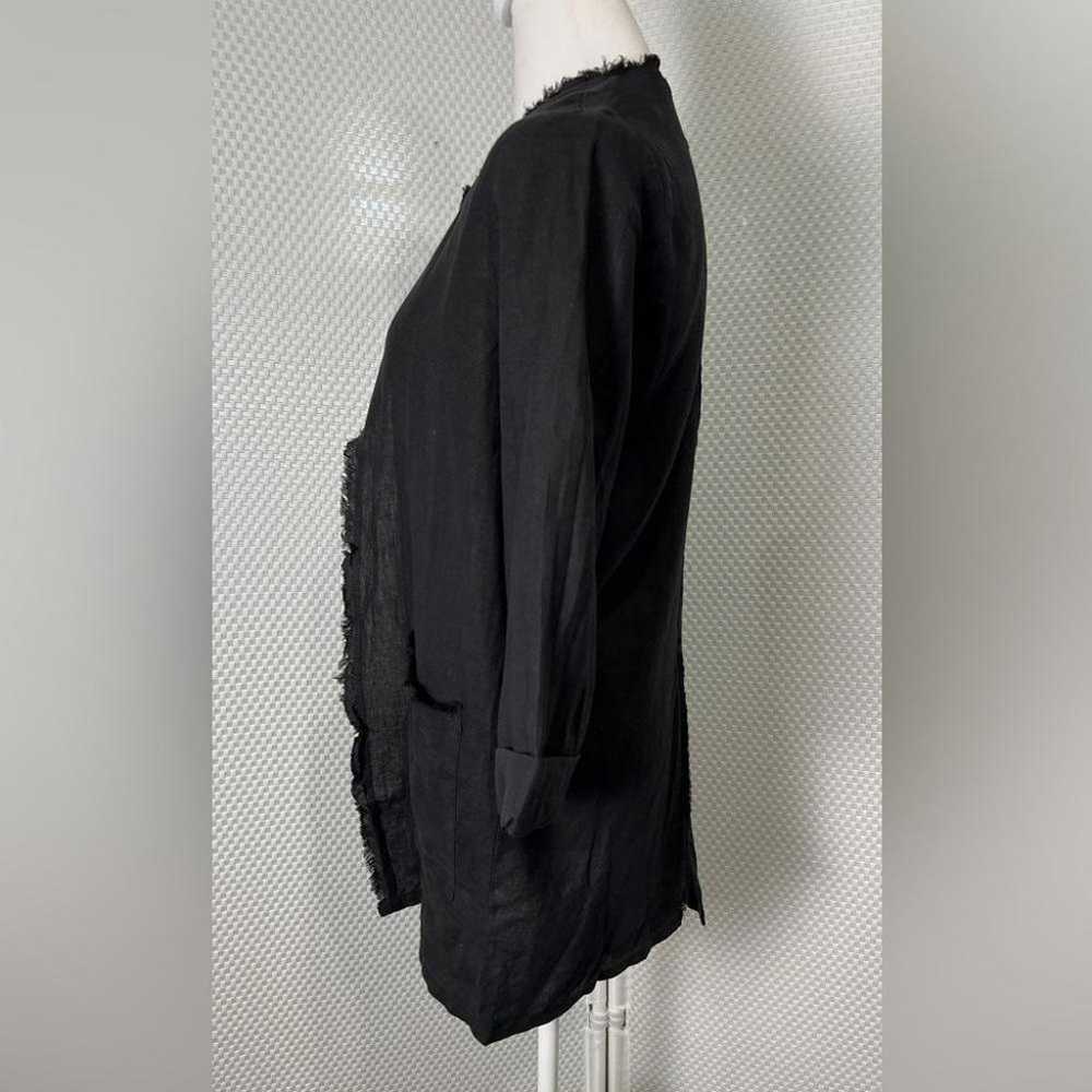 NWT Krisa Revolve 100% Linen Black Distressed Hem… - image 3