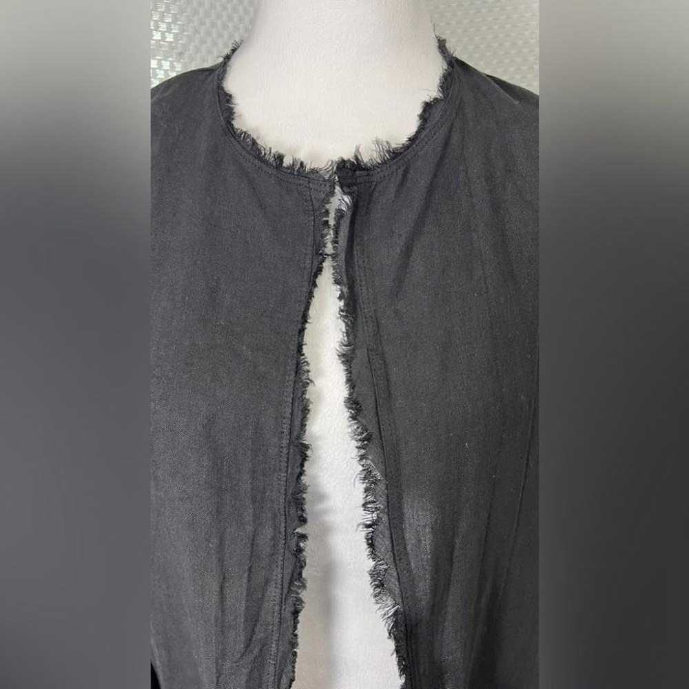 NWT Krisa Revolve 100% Linen Black Distressed Hem… - image 5