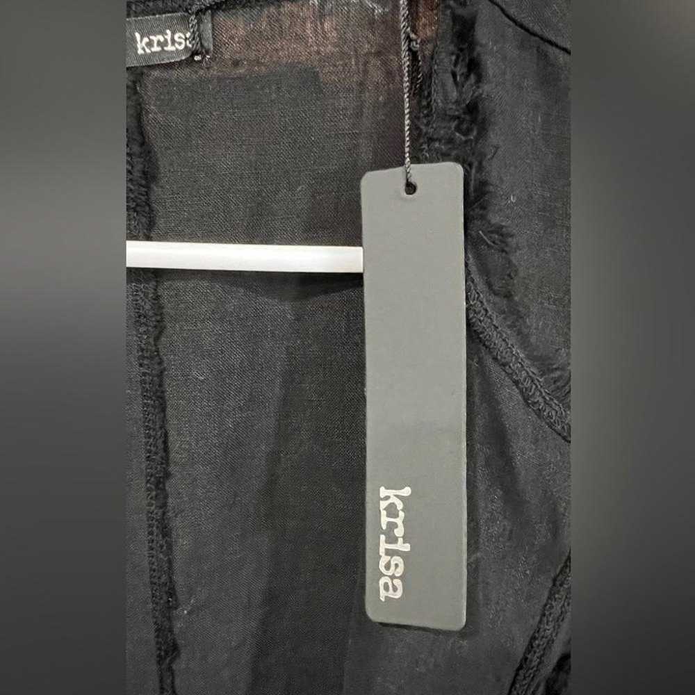 NWT Krisa Revolve 100% Linen Black Distressed Hem… - image 9