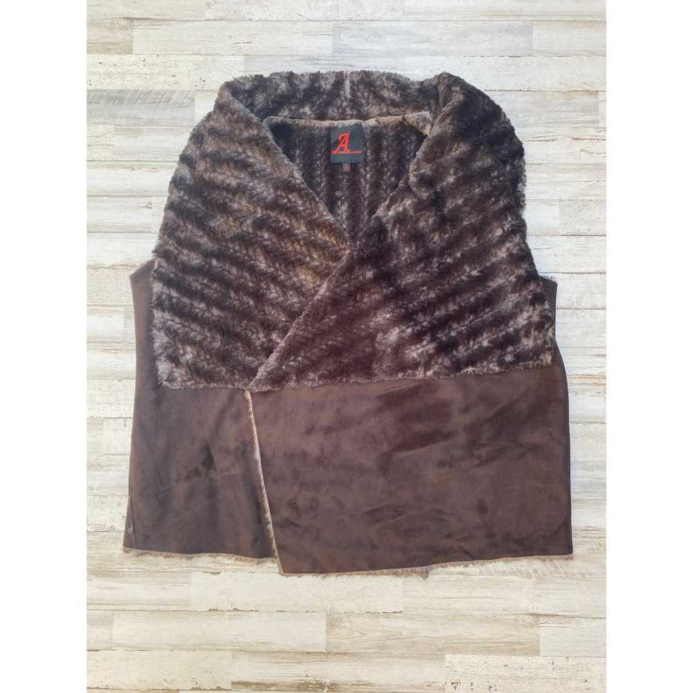 Adrienne Landau Brown Reversible Faux Fur Vest  S… - image 3