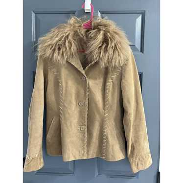 TRES JOLIE SUEDE MONGOLIAN FUR PENNY LANE JACKET S