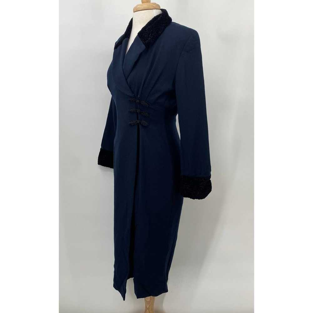 Vintage Wool Coat Dress Crushed Velvet Collar & C… - image 5