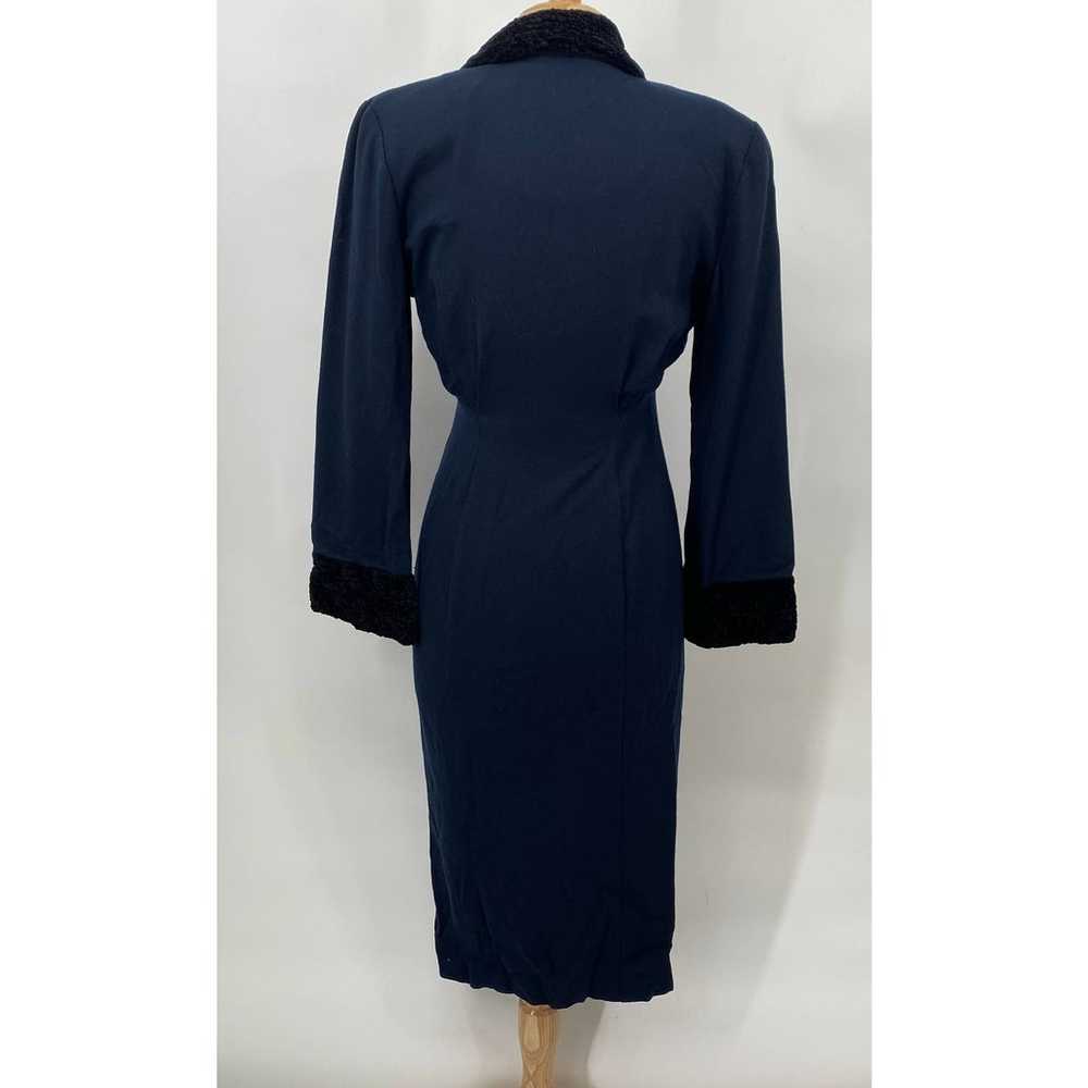 Vintage Wool Coat Dress Crushed Velvet Collar & C… - image 6