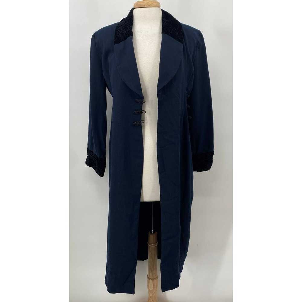 Vintage Wool Coat Dress Crushed Velvet Collar & C… - image 7