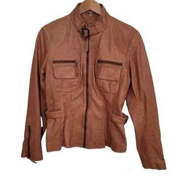 BOD Christensen tan leather moto jacket sz Medium - image 1