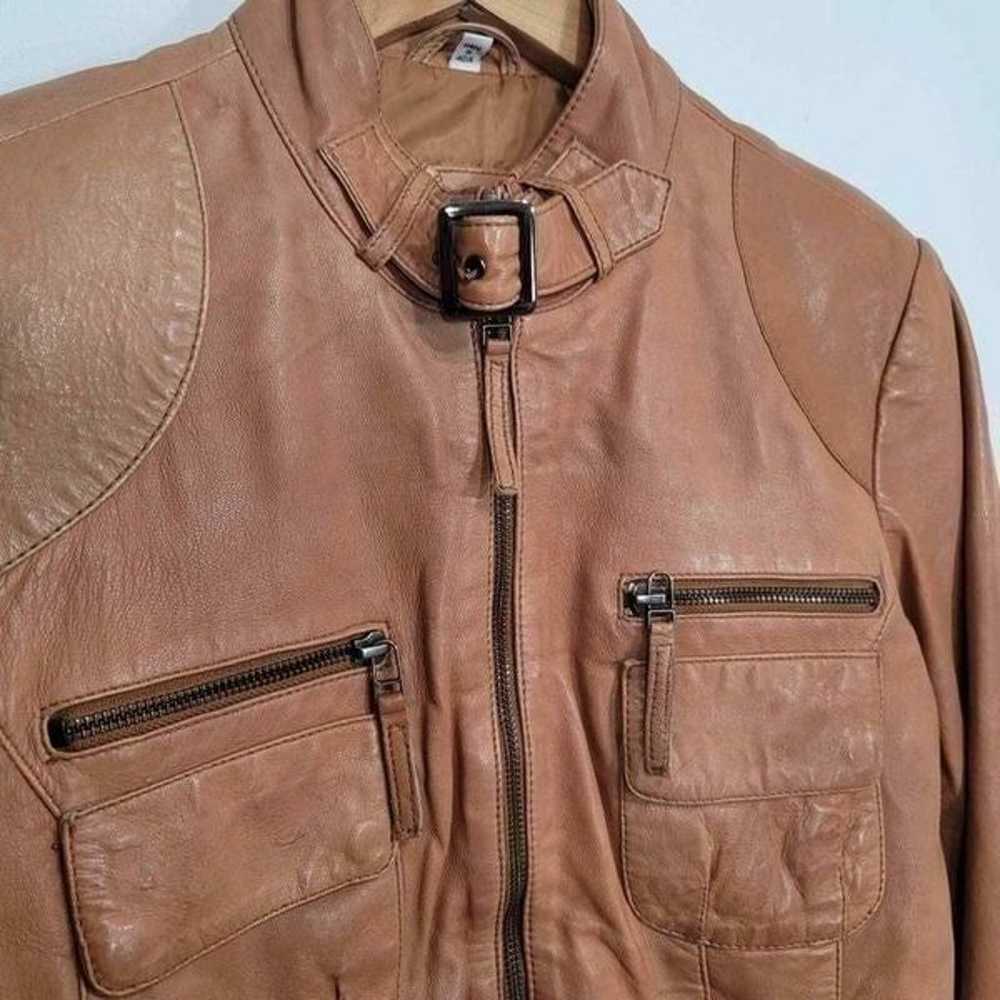 BOD Christensen tan leather moto jacket sz Medium - image 3