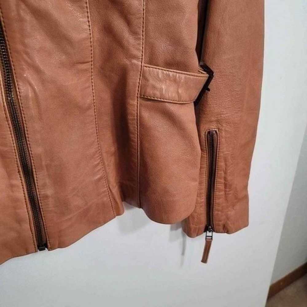 BOD Christensen tan leather moto jacket sz Medium - image 4