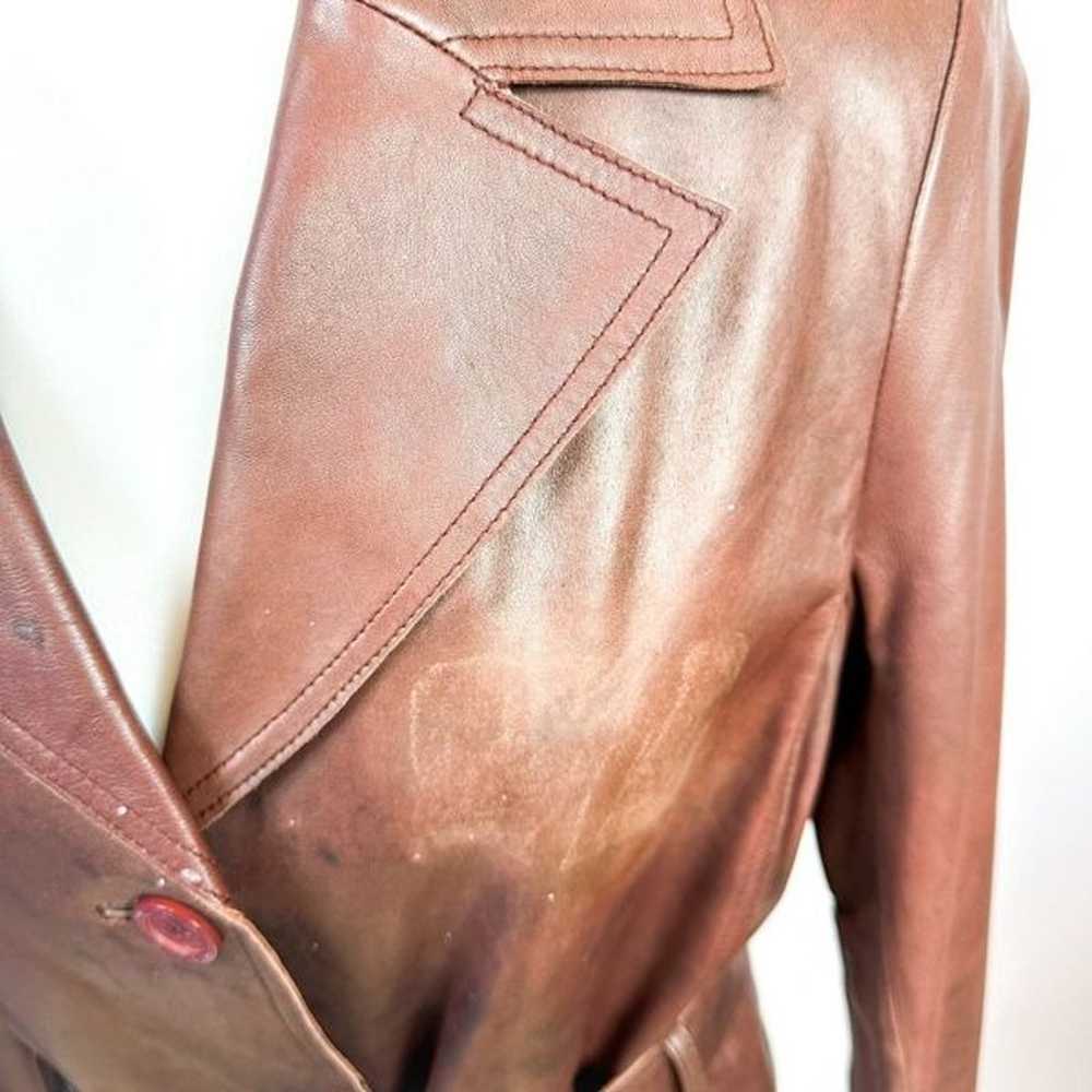 Adler Collection Brown Lambskin Leather Trench Co… - image 3