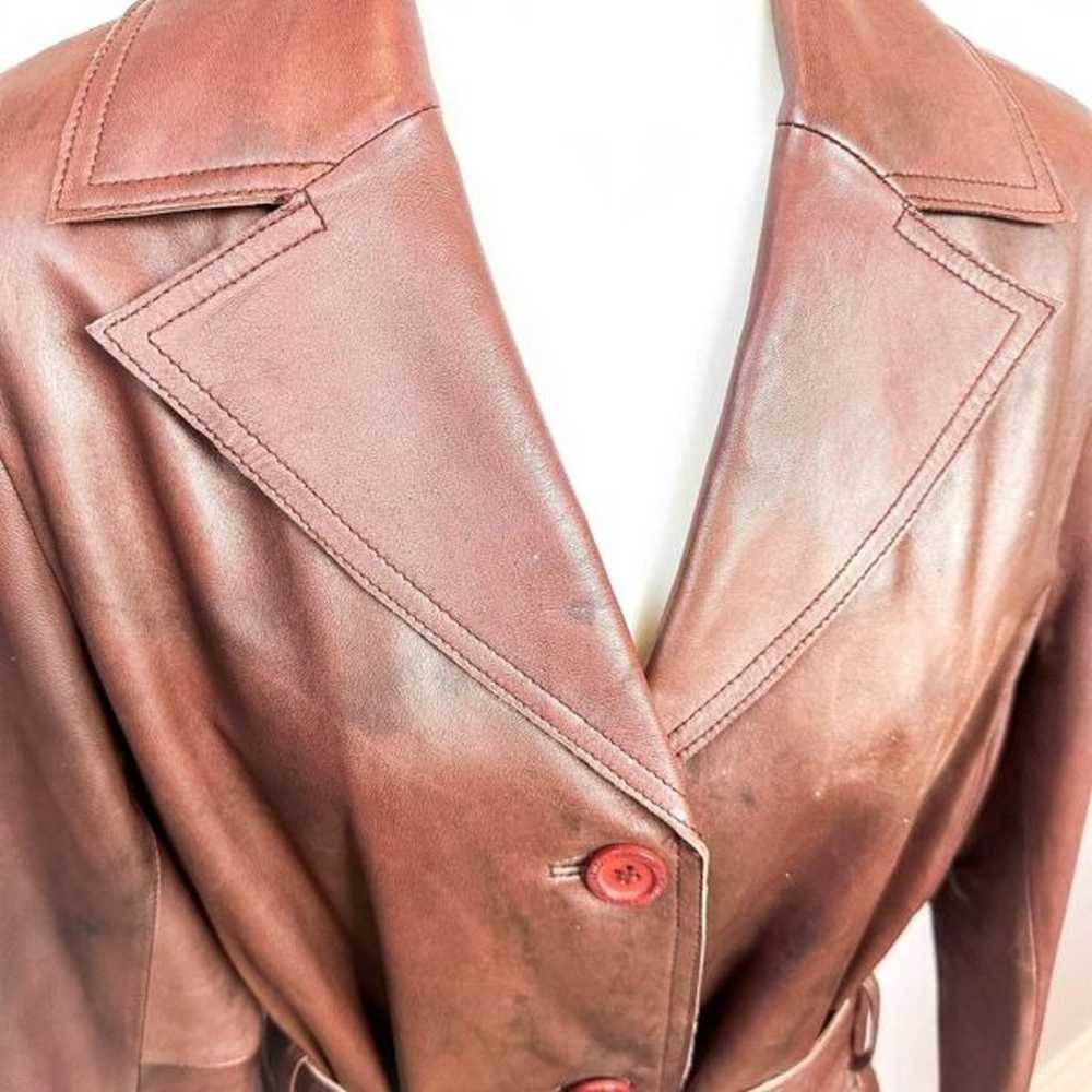 Adler Collection Brown Lambskin Leather Trench Co… - image 4