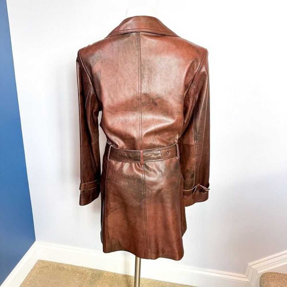 Adler Collection Brown Lambskin Leather Trench Co… - image 5