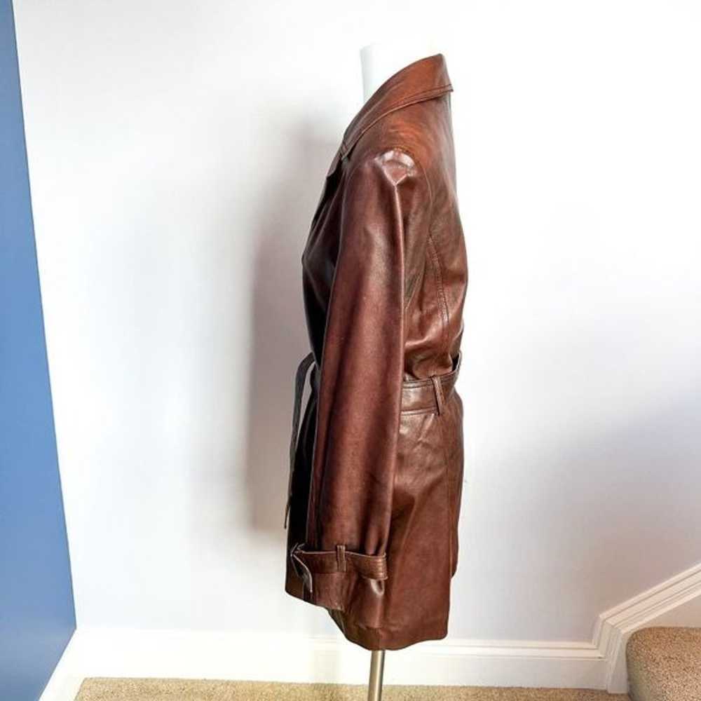 Adler Collection Brown Lambskin Leather Trench Co… - image 8