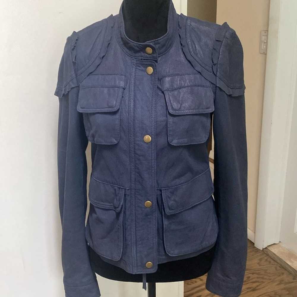 Rebecca Taylor Navy Leather Jacket Size 4 - image 1