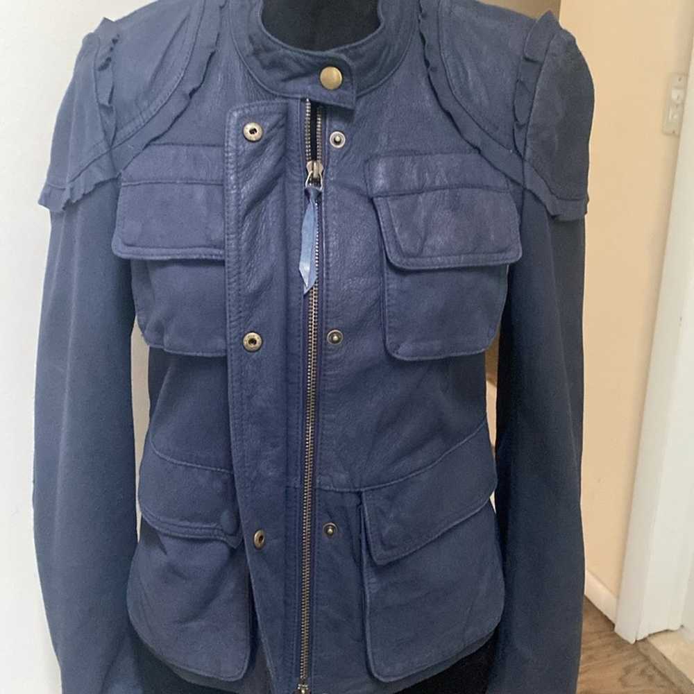 Rebecca Taylor Navy Leather Jacket Size 4 - image 4