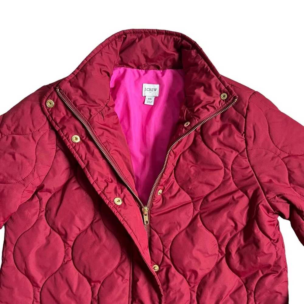 J. Crew Factory Women’s Collared Red Quilted Long… - image 2