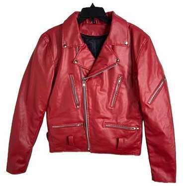The Alley Chicago Red motorcycle Jacket Vegan Lea… - image 1