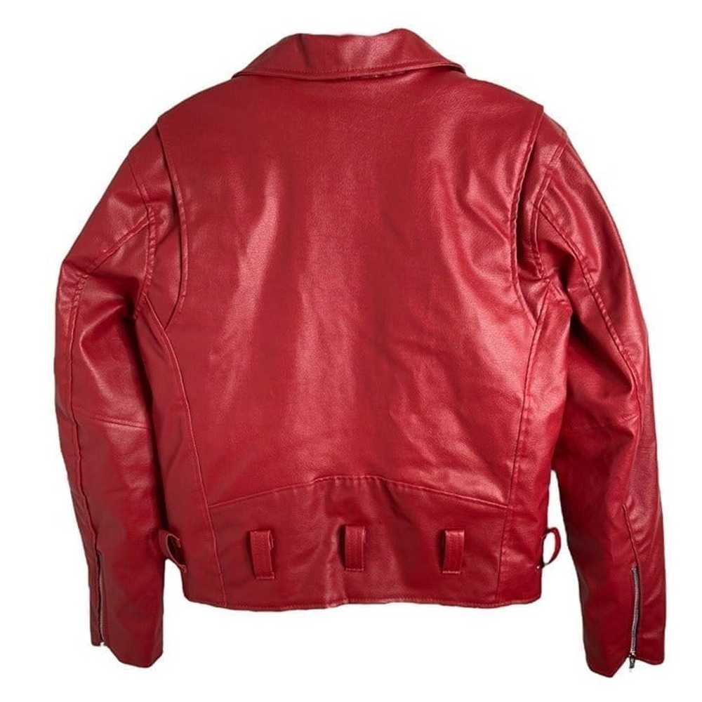 The Alley Chicago Red motorcycle Jacket Vegan Lea… - image 2