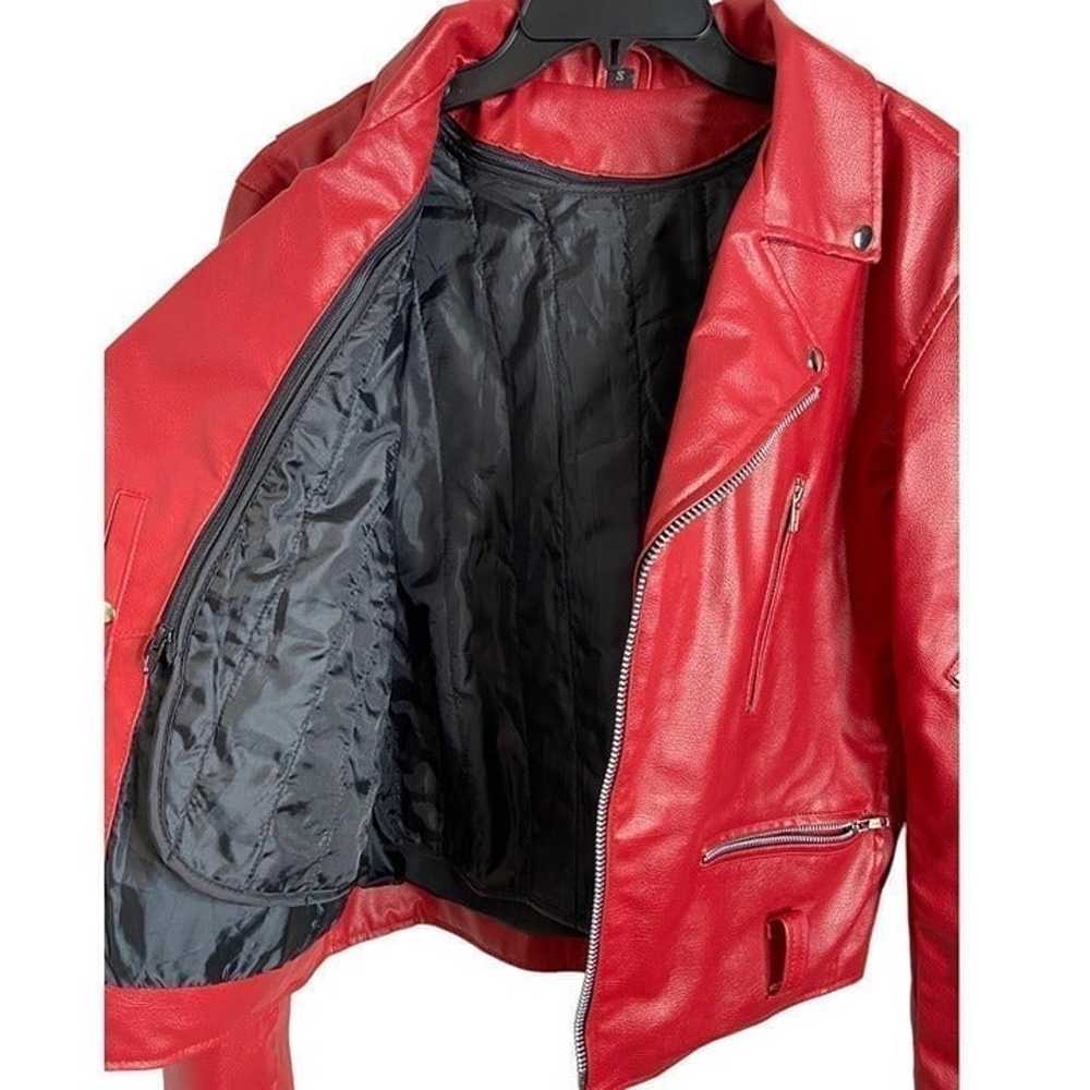 The Alley Chicago Red motorcycle Jacket Vegan Lea… - image 3
