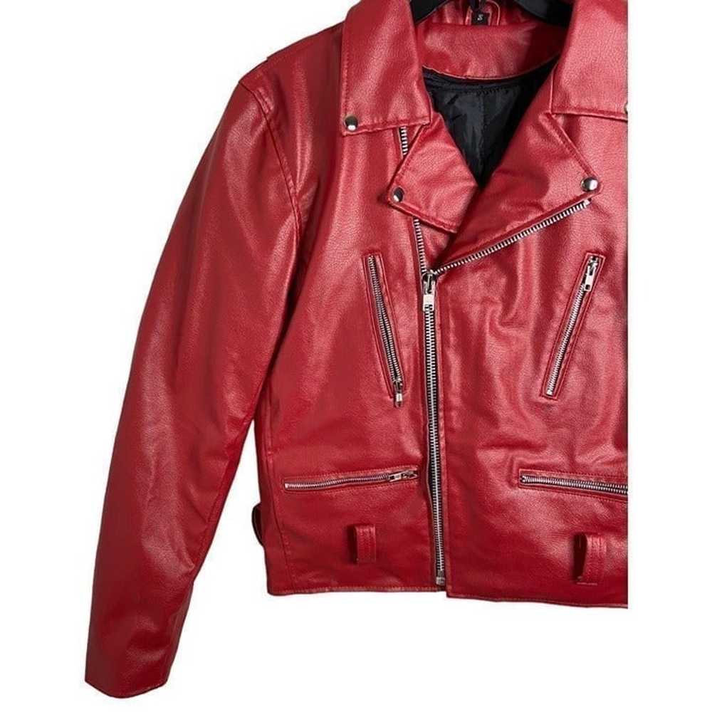 The Alley Chicago Red motorcycle Jacket Vegan Lea… - image 4