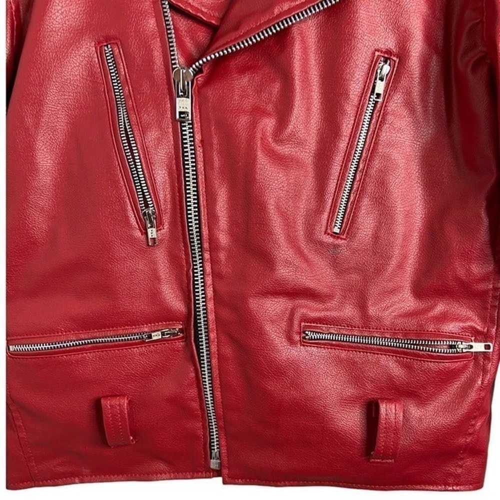 The Alley Chicago Red motorcycle Jacket Vegan Lea… - image 6