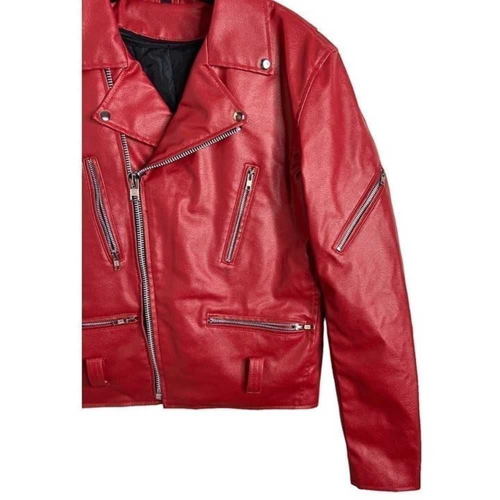 The Alley Chicago Red motorcycle Jacket Vegan Lea… - image 8