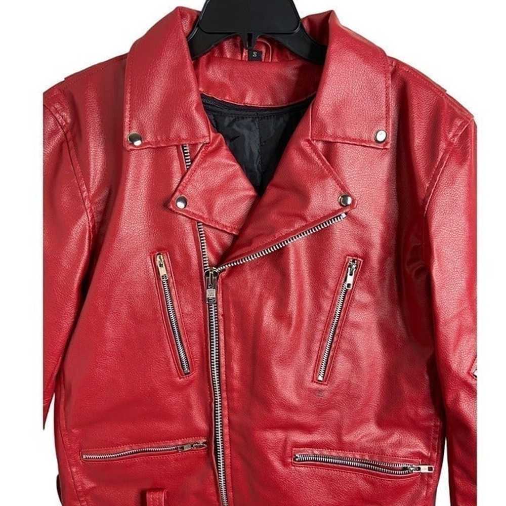 The Alley Chicago Red motorcycle Jacket Vegan Lea… - image 9