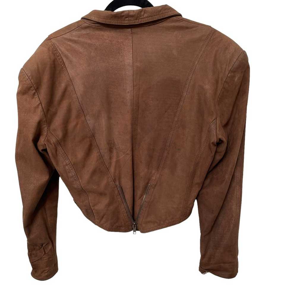 Vintage Leather Jacket Brown Cropped 1980s Bolero… - image 2