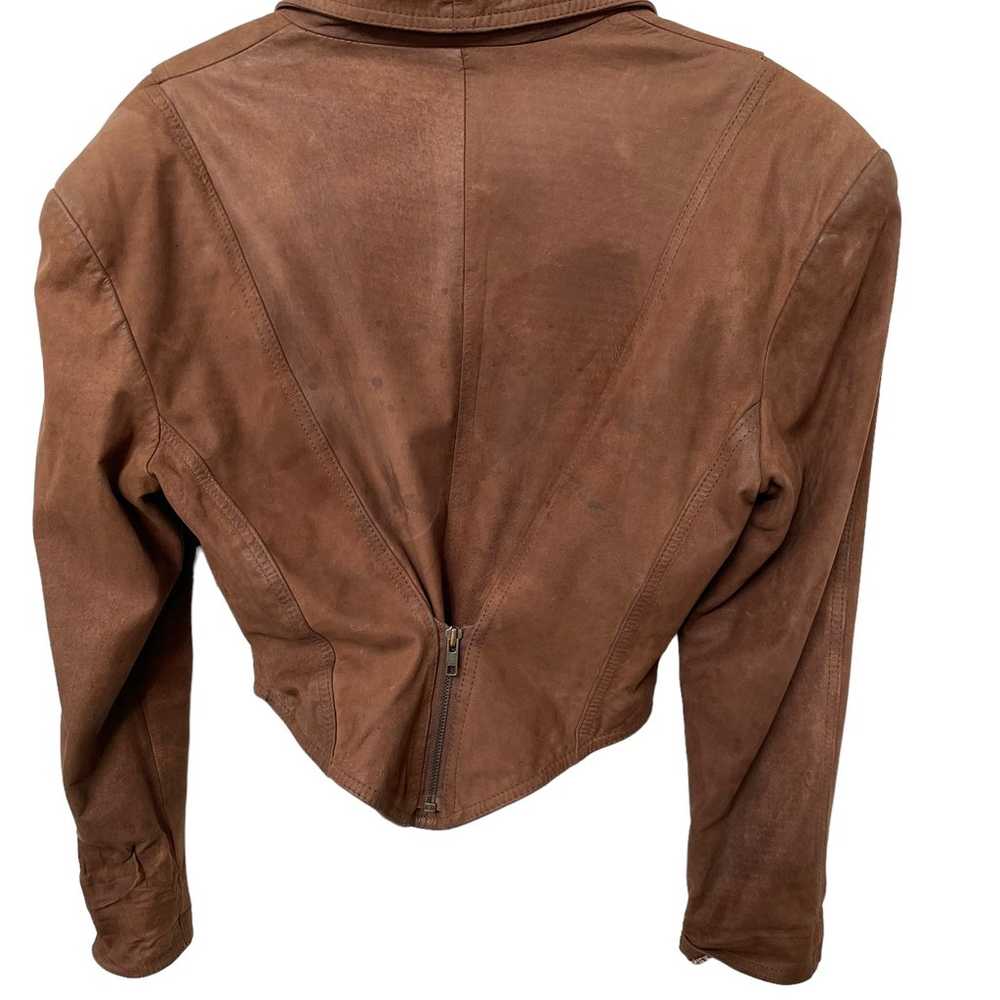 Vintage Leather Jacket Brown Cropped 1980s Bolero… - image 5