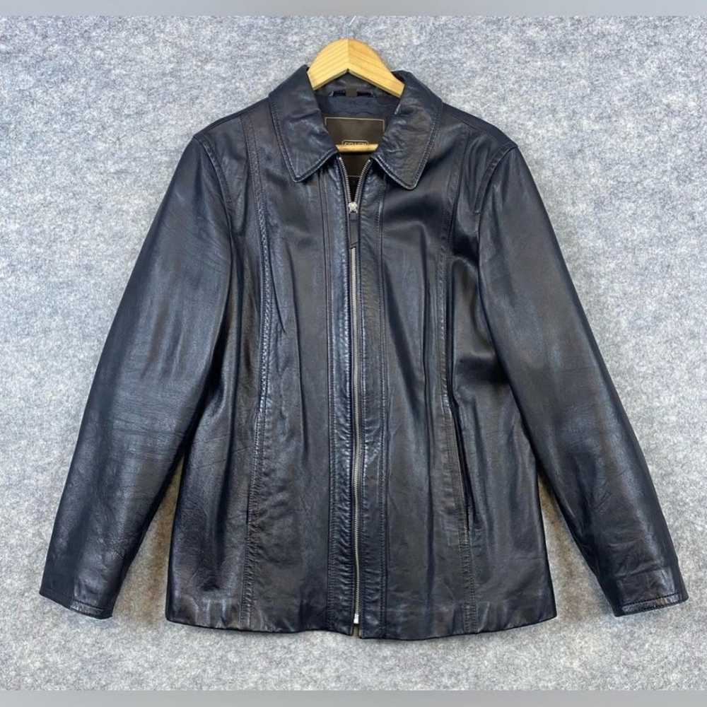 Coach Leather Blazer Jacket Signature C Logo Lini… - image 1