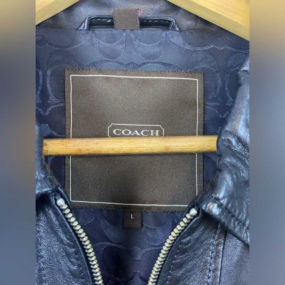 Coach Leather Blazer Jacket Signature C Logo Lini… - image 6