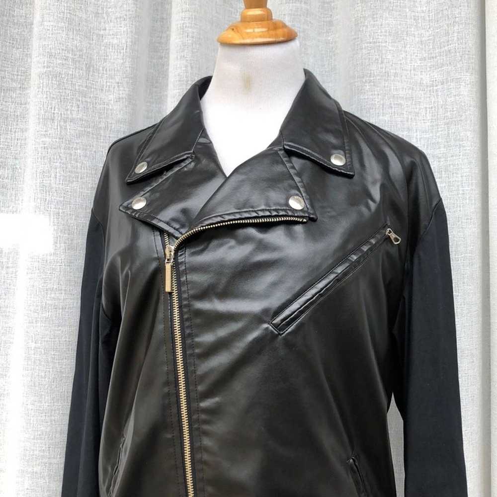 Vintage Moschino Jeans black faux leather biker j… - image 2