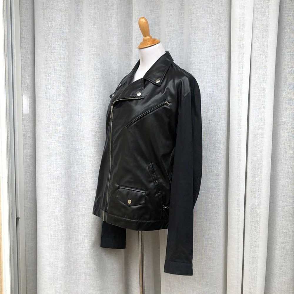 Vintage Moschino Jeans black faux leather biker j… - image 3