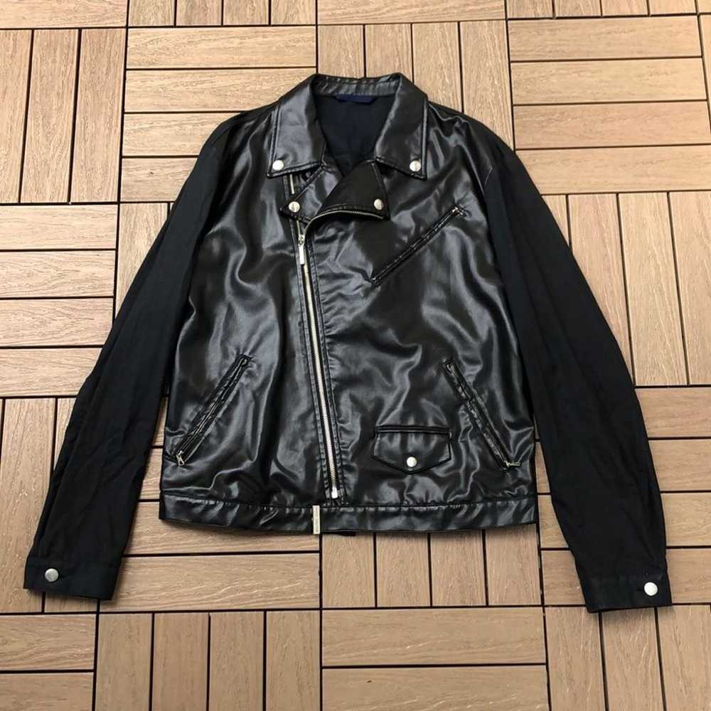 Vintage Moschino Jeans black faux leather biker j… - image 7