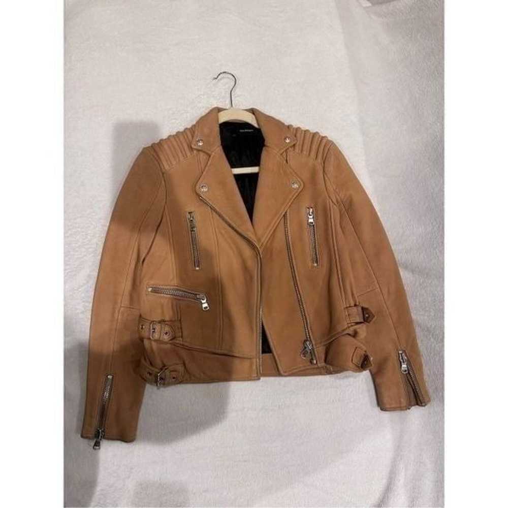 The Kooples tan leather jacket size XS motor jack… - image 2