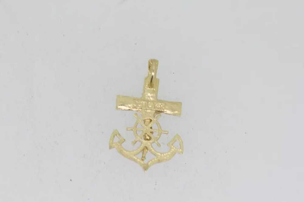 14k Yellow Gold Anchor Crucifix Pendant - image 2