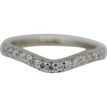 14k White Gold Diamond Curved Band Ring - Size 6 - image 1