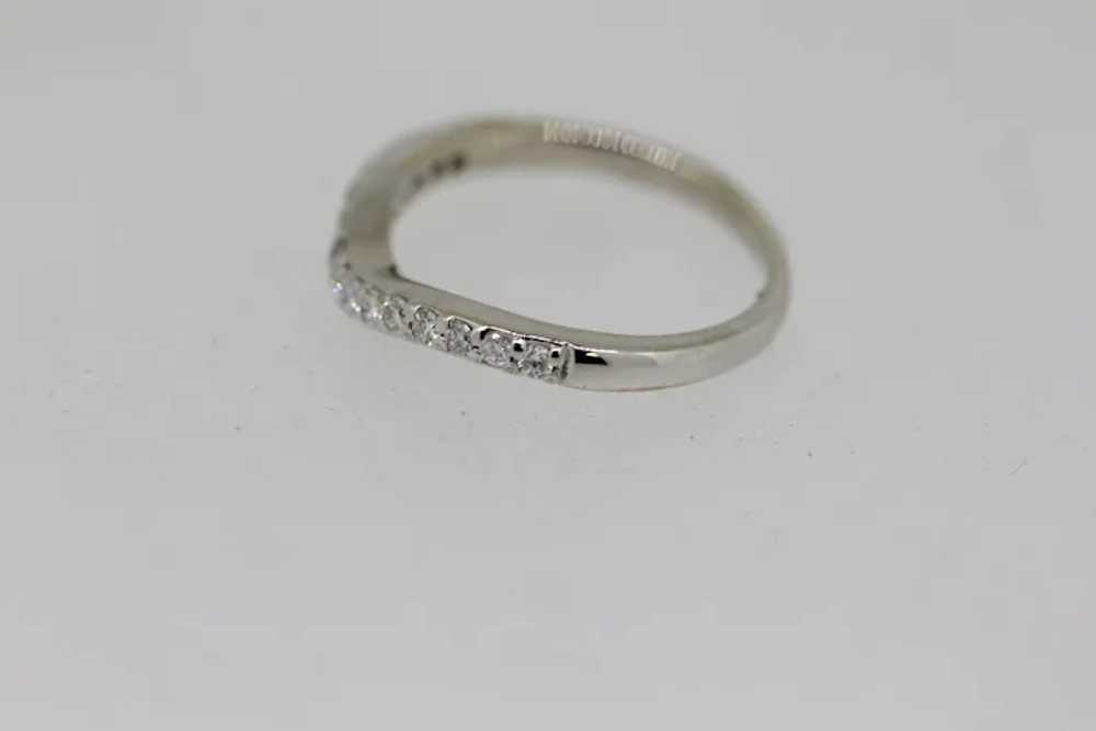 14k White Gold Diamond Curved Band Ring - Size 6 - image 2