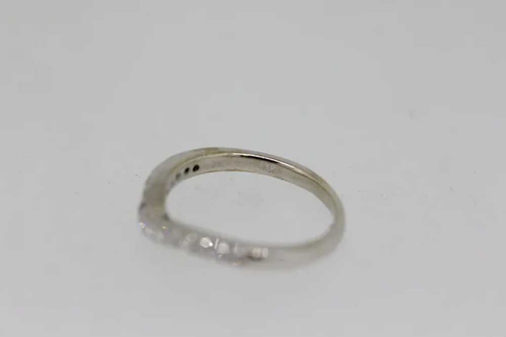 14k White Gold Diamond Curved Band Ring - Size 6 - image 3