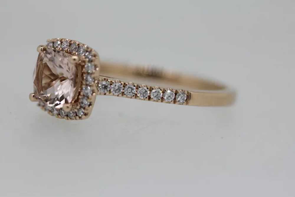 10k Rose Gold Morganite Diamond Cocktail Ring - S… - image 2