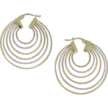 14k Tri Color Gold Hoop Earrings