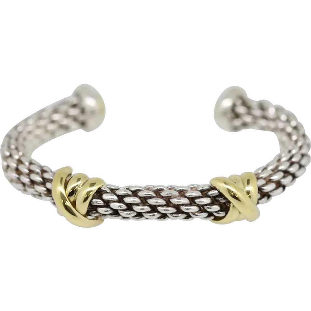 Sterling Silver/18k Yellow Gold Chain Cuff Bracel… - image 1