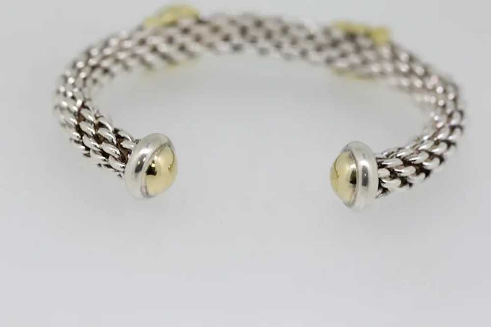 Sterling Silver/18k Yellow Gold Chain Cuff Bracel… - image 3