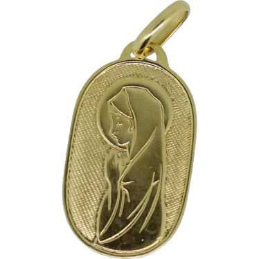 18k Yellow Gold Virgin Mary Pendant