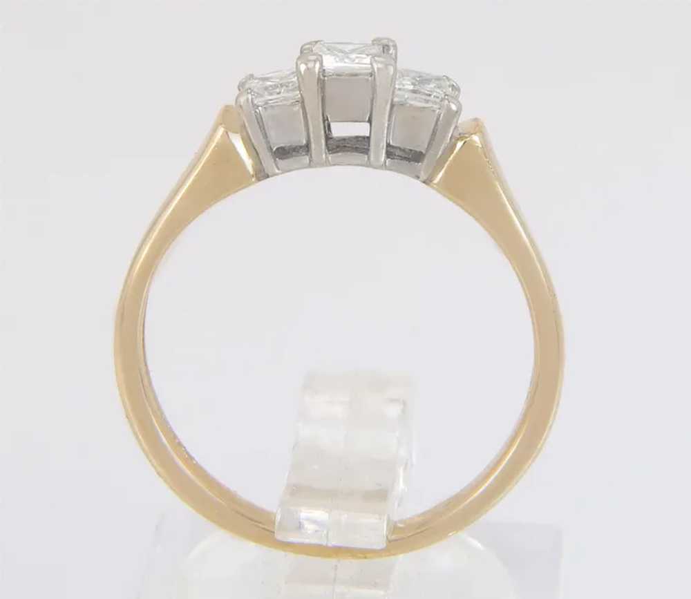 14K Two Tone Gold .40ct Genuine Princess Cut Thre… - image 3