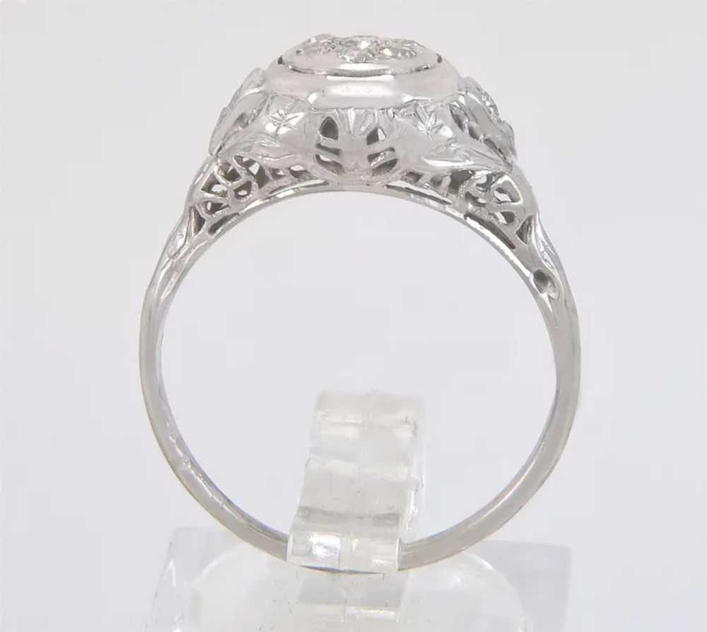 Antique .15ct Genuine Diamond 14K White Gold Fili… - image 4